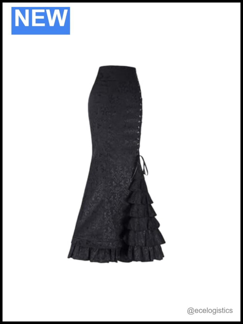 Victorian Maxi Skirt Fishtail Mermaid Goth Renaissance Floral Ruffle